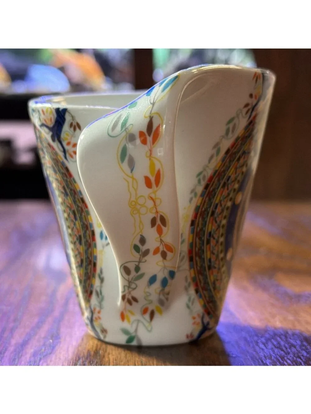 Vatican Bust Of Athena Mosaic Mug Cup Floral 3.5” Tall